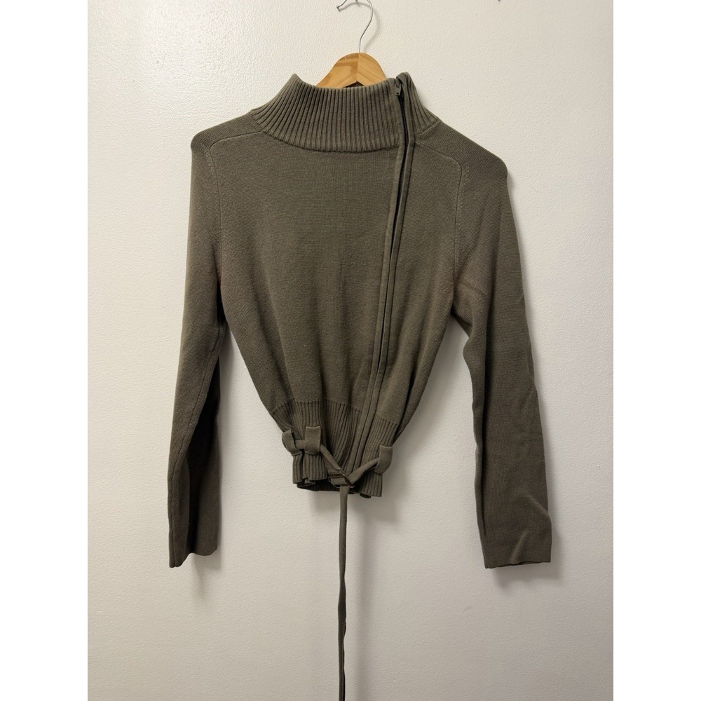 Vintage Y2K Mossimo Full Zip Side Ribbed Cowl Neck Sweater Made in Japan Sz S